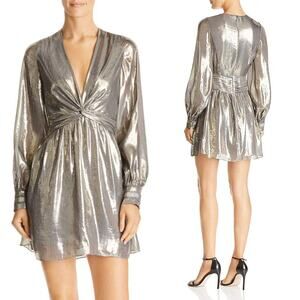 RAMY BROOK Elise Silk Metallic Twist Front Dress US 4 NWT $495